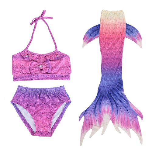 Maillot De Bain Trois Pieces Pour Filles, Bikini Sea Maid, Maillot De Bain Creatif Pour Enfants Avec Queue De Poisson (130)