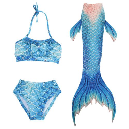 Maillot De Bain Trois Pieces Pour Filles, Bikini Sea Maid, Maillot De Bain Creatif Pour Enfants Avec Queue De Poisson (150)