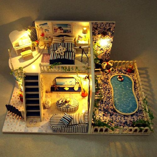 Maison De Poupe  Faire Soi-Mme, le De Santorini, Fait  La Main, Modle De Villa, Jouet, Dcoration Crative, Cadeau D'anniversaire, Cadeau De Saint Valentin