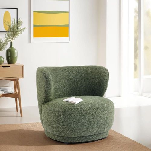 Fauteuil En Tissu Bouclette Vert