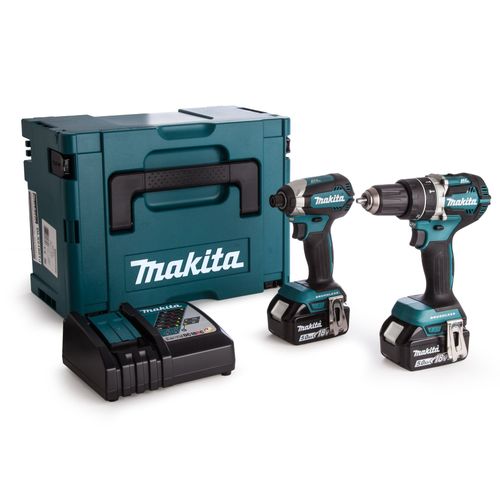 Makita Dlx2180tj Perceuse  Percussion (Dhp484) & Visseuse  Chocs (Dtd153)  Batteries 18v Li-Ion (2x Batterie 5.0ah) Dans Makpac