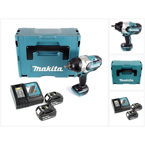 Makita Dtw 1002 Rtj 18 V Li-Ion Brushless Boulonneuse  Chocs Sans Fil Avec Botier Makpac + 2x Batteries Bl 1850 18v 5,0 Ah + Chargeur Rapide Dc 18 Rc