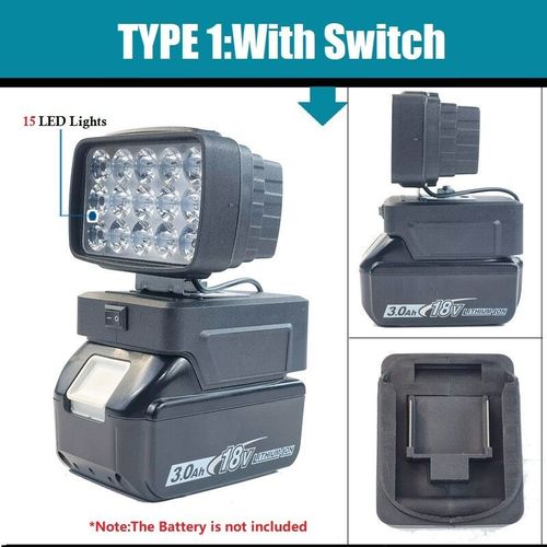 Makita-Lampe De Poche Portative Sans Fil,Batterie Lithium-Ion Extrieure,Budgtaire D'urgence,Lumire Led Avec Chargeur Usb Et Interrupteur - Type 1