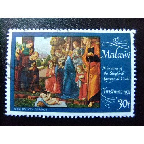 Malawi Ex Nyassaland 1974 Navidad Adoracion Des Berges Par Lorenzo Di Credi Yvert 228 Fu