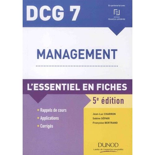 Management Dcg 7 - L'essentiel En Fiches    Format Grand Format 