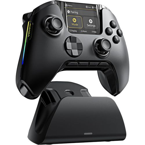 Manbaone Contrleur De Jeu Interactif  cran Pour Pc/Switch/Ios/Android/Steam Deck 1800 Mah Avec Led, Boutons De Cartographie, Station De Charge (Noir)