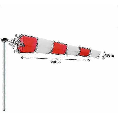 Manche  Air DExtrieur, Indicateur De Direction Du Vent En Rouge Et Blanc 150x30x15cm. Suspension Pivotante, Rsistante Aux Intempries, Indicateur De Direction Du Vent - Pengj-Yvan