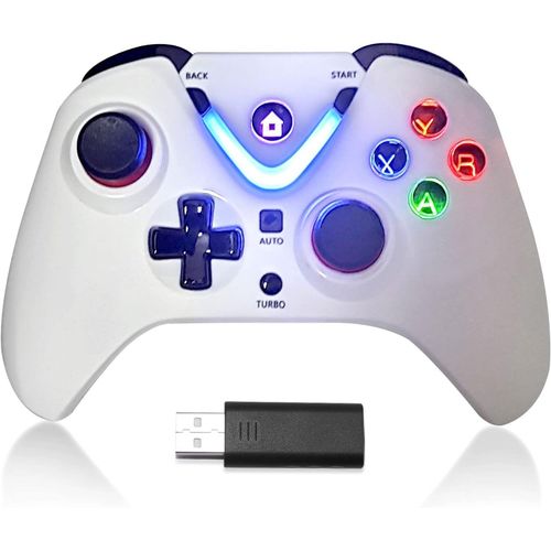 Manette De Jeu  Distance Avec clairage Led Compatible Avec Xbox One S/X, Xbox Series S/X, Pc, Avec Adaptateur Sans Fil 2,4 G, Rechargeable Battery