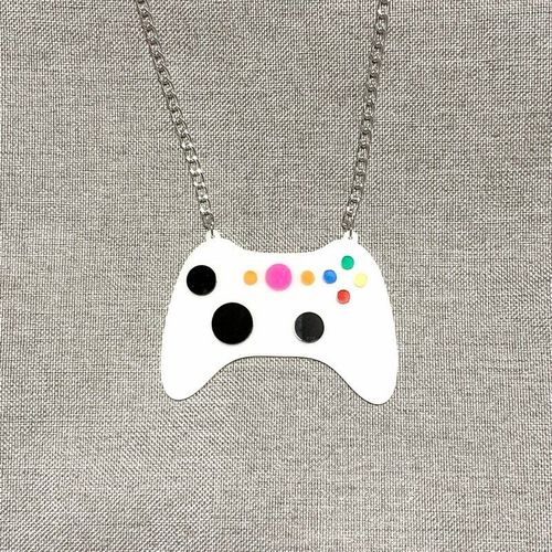 Manette De Jeu Blanche Mignonne Avec Collier Rond En Acrylique Color Pour Femmes, Bijoux Amusants Et Cratifs  La Mode