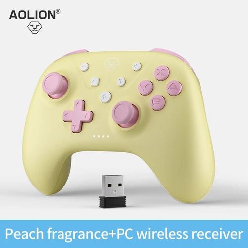 Manette De Jeu Bluetooth Pour Nintendo Switch, Manette De Jeu Pro, Prise En Charge De La Fonction Tubro, Pc, Ios, Android-Yellow Add Receive