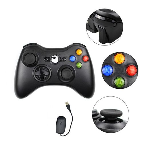 Manette De Jeu, Contrleur De Jeu De Tlcommande Sans Fil Pour Microsoft Xbox 360 Pc Windows 7 / 8/ 10 / Xp Whit Joypad - Noir