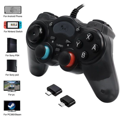 Manette De Jeu Filaire 7 En 1 Pour Console Ps3/Ps4/Switch/Pc, Joystick Avec Convertisseur Otg, Accessoires De Jeu