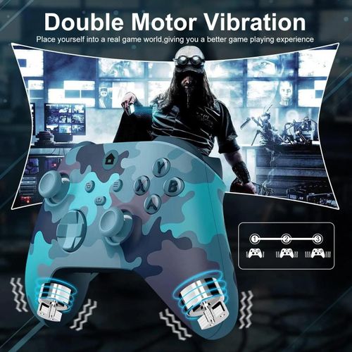 Manette De Jeu Filaire Avec Touristo-Vibration, Manette De Jeu, Manette De Jeu, Compatible Avec Ps3, Switch, Windows 11, 10, 8/7 Pc, Ordinateur Portable, Cration Tv, 2m-Camouflage Sky Blue