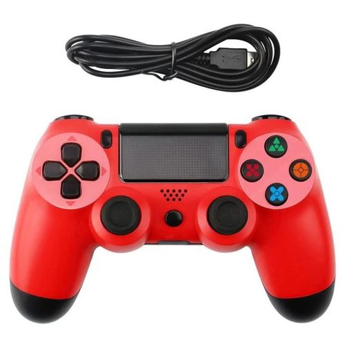 Manette De Jeu Filaire Pour Ps4-Snowflake Button Design,Rouge Rouge
