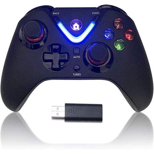 Manette De Jeu Sans Fil Avec clairage Led Compatible Avec Xbox One S/X, Xbox Series S/X/Pc,  Distance Avec Adaptateur Sans Fil 2,4 G, Rechargeable Battery