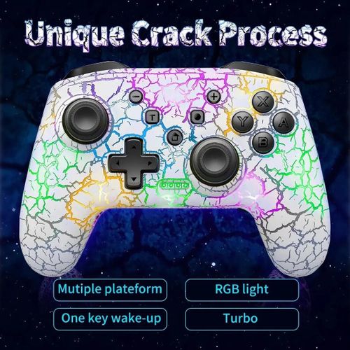 Manette De Jeu Sans Fil Pour Nintendo Switch, Gyroscope  Six Axes, Vibration Des Touristes, Rvb, Led, Processeur Crack, Tv Box, Ps3, Pc, Manette De Jeu Black