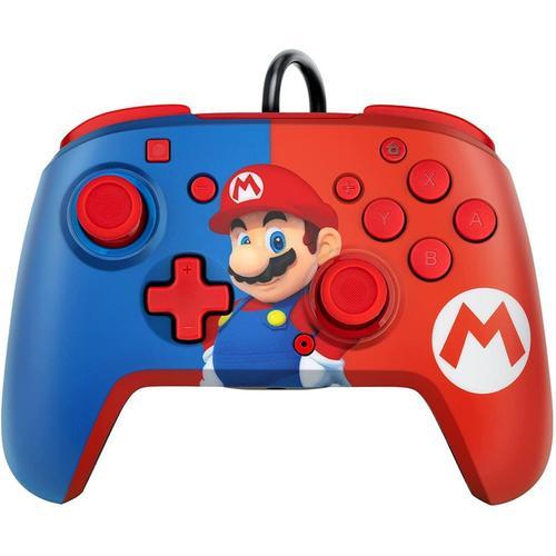 Manette Filaire Pdp Faceoff De Luxe+ Audio Mario Pour Nintendo Switch