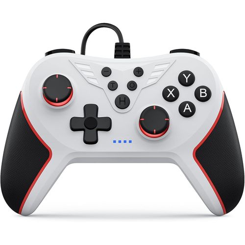 Manette Pour Pc, Manette Pc Pour Xp/Win7/8/10/11, Mantette Pour Steam Filaire Avec Turbo/Capture D'cran/Mappage/Double Vibration, Blanc