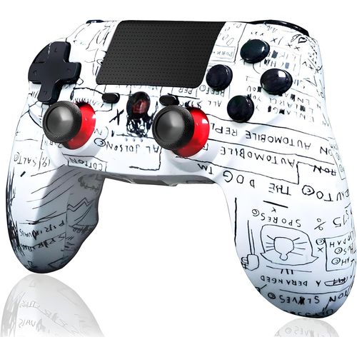 Manette Pour Ps4 Sans Fil, Manette De Jeu Pour Ps4/Pro/Slim/Pc, Contrleur Pour P4 Avec Dual Vibration, Gyroscope 6 Axes, cran Tactile, Prise Audio, 600mah Batterie (Graffiti)