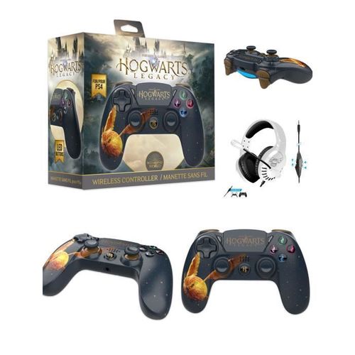 Manette PS4 Bluetooth Harry Potter Hogwarts Legacy Vivet Dor Lumineuse 3.5 JACK + Casque GAMING PS4-PS5 PLAYSTATION