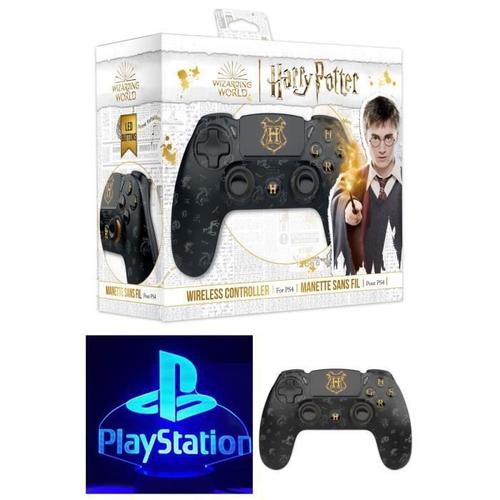 Manette Ps4 Bluetooth Harry Potter Noire Lumineuse 3.5 Jack + Casque Spirit Of Gamer Pro-H3 Ps4-Ps5 Playstation