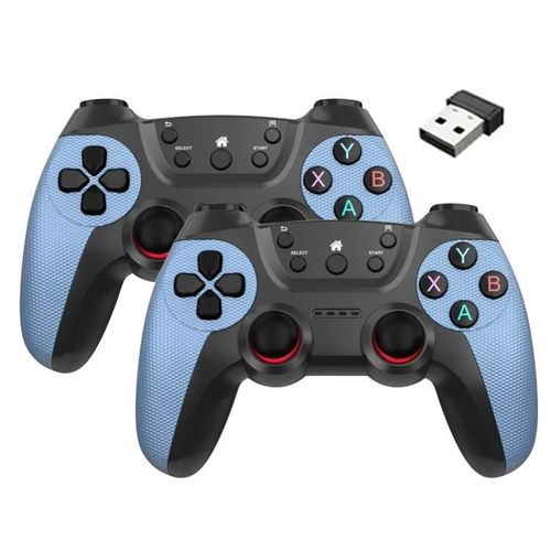 Manette Sans Fil-2.4g Double Prise En Charge Pour Pc,Linux,Android-Km-029 (Bleu Montagne) Bleu Montagne