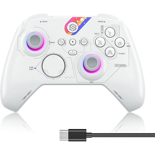 Manette Sans Fil Compatible Avec Windows Pc, Adaptateur Pour Manette Avec 3.5mm Prise Audio, Avec Hall-Trigger/3d Joystick/Turbo/Rgb Mode D'clairage