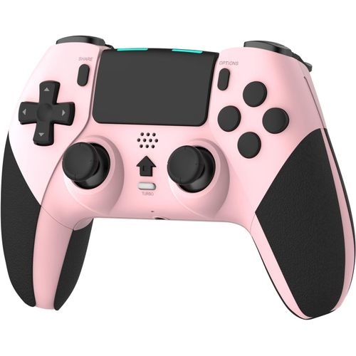 Manette Sans Fil Compatible Pour Ps4, Contrleur Pour Ps4 Avec Audio Microphone Jack, Manette P4 Dual Vibration Avec Gyroscope  Six Axes, Macro, Turbo, Ecran Tactile, 800mah Batterie(Rose)