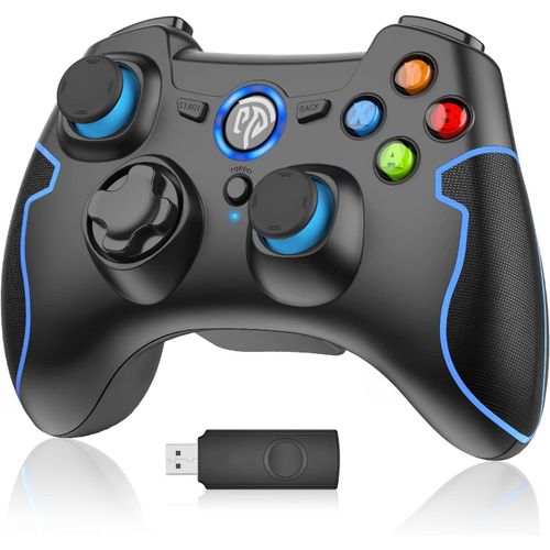 Manette Sans Fil Pour Pc Ps3, Manette Pc, Manette Ps3, Gamepad Joystick Pc Ps3, 2.4g Wireless Manette De Jeu Pour Pc Windows Xp-7-8-10-11, Ps3, Noir Bleu