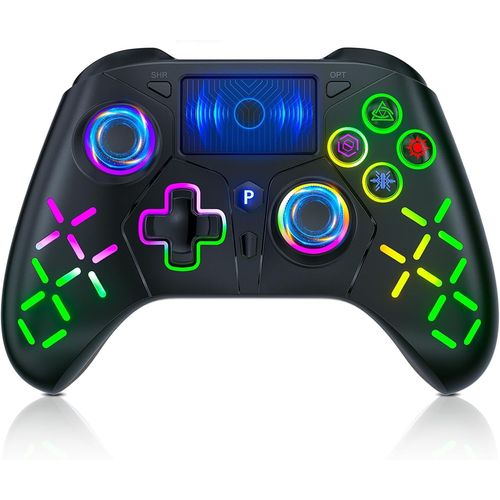 Manette Sans Fil Pour Ps-4/Ps-3 Avec Pav Tactile Capteur Et Prise Audio 3,5 Mm/Turbo/Fonction De Capteur 6 Axes, Compatible Avec Ps-4/Pro/Slim/Pc Windows 7/8/10/11 - Noir