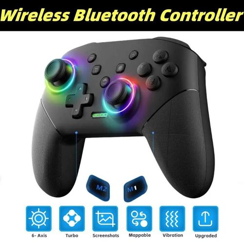 Manette Sans Fil Rvb Pour Nintendo Switch, Console Oled Lite, Manette De Jeu Pro Avec Batterie 600 Mah, Fonction Turbo Programmable, 1000mah Red Blue