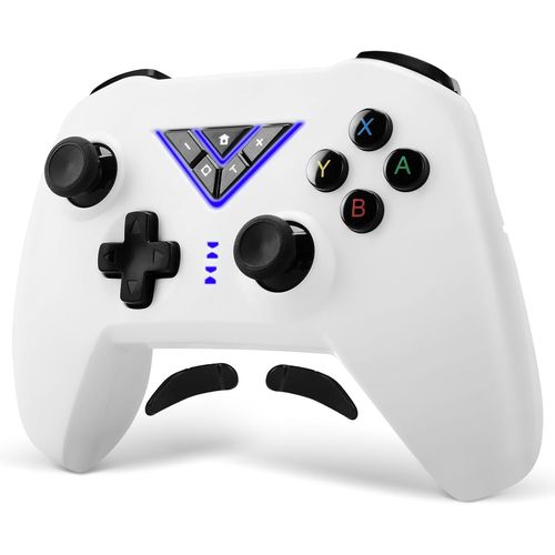 Manette Switch Pro, Bluetooth Manette Sans Fil Pour Switch/Oled/Lite/Pc, Gamer Switch Manettes Avec Vibration, Turbo, Gyroscope 6 Axes, Rgb Lumire, Wake-Up, Bouton Programmable (Blanc)