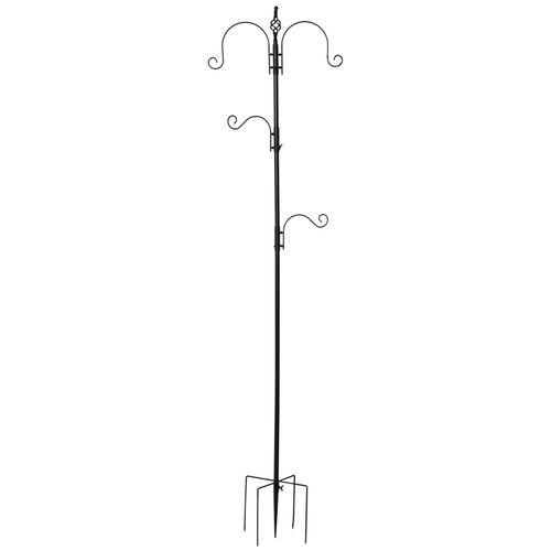 Mangeoire  Oiseaux H.2,08 M Style Rustique Chic 4 Crochets 2 Rglables 4 Piquets D'ancrage Au Sol Acier poxy Aspect Fer Forg