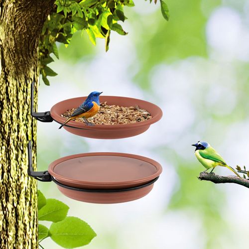 Mangeoires  Oiseaux De Pont, Plateau De Bain Durable Pour Les Bains D'oiseaux Avec Supports Rglables, Mangeoires De Graines Dtachables En Pp