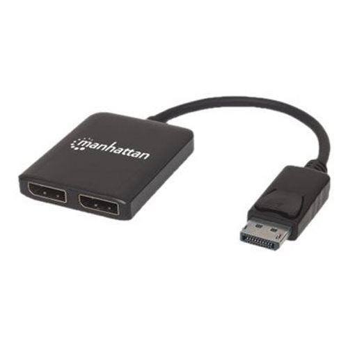 Manhattan DisplayPort 1.2 to 2-Port DisplayPort 1.2 Splitter Hub with MST, 4K@30Hz, USB-A Powered, Video Wall Function, Black, Three Year Warranty, Blister - Rpartiteur vido/audio