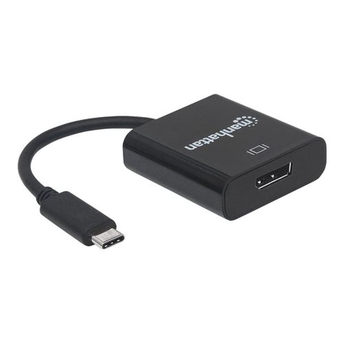 Manhattan USB-C to DisplayPort 1.2 Cable (Clearance Pricing), 4K@30Hz, 21cm, Male to Female, Black, Lifetime Warranty, Blister - Adaptateur USB / DisplayPort