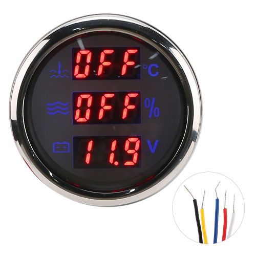 Manometre 3 En 1 52 Mm/2 Po, Affichage De La Temperature De L'eau, De La Tension Et Du Niveau De Liquide, Norme Europeenne 0?-?190 Ohm, Cadran Blanc