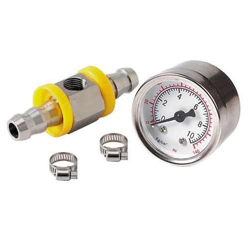 Manomtre Universel De Pression De Carburant 1/8 Npt(140 Psi) Avec Capteur De Pression De Carburant De 3/8 Pouces, Adaptateur De Raccord En T