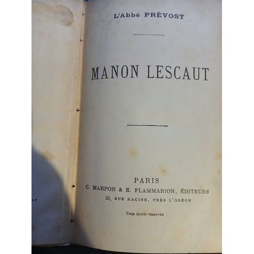 Manon Lescaut   de L'abb Prvost 