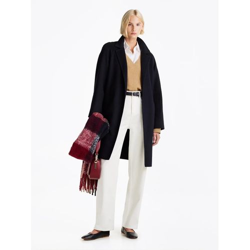 Manteau Ceintur Double Face  Logo Tamponn Reg Df Wool Belted Coat/Navy Blue - 40