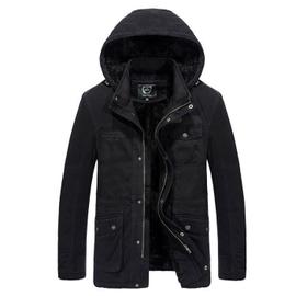 Manteau Hiver Homme Capuche Chaude Doublée Polaire Veste Zippee Epaisse Pur  Coton Couleur Unie