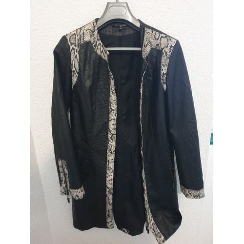 Manteau Noir Effet Python Noir Et Noir Blanc T40