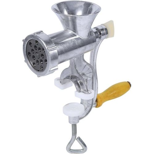 Manual Meat Grinder Aluminum Size 5 with Table Clamp for Making Sausages,Meat Stuffing,Silver
