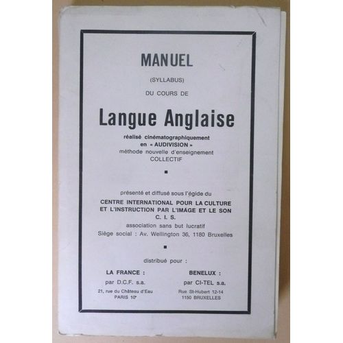 Manuel (Syllabus) Du Cours De Langue Anglaise de Audiovision Mthode D'enseignement