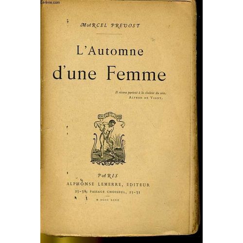 L'automne D'une Femme   de Marcel Prevost.  Format Broch 