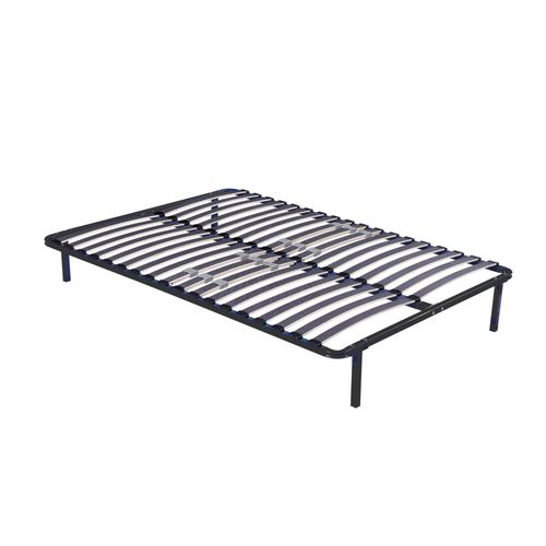 Marion - Sommier Noir Cadre A Lattes Renforc Et Soutien Rglable + Pieds 140x190 X 29 Cm En Metal - Montage Rapide Et Facile - Epaisseur Du Metal +/- 1,2 Mm 2 X 17 Lattes En 9mm
