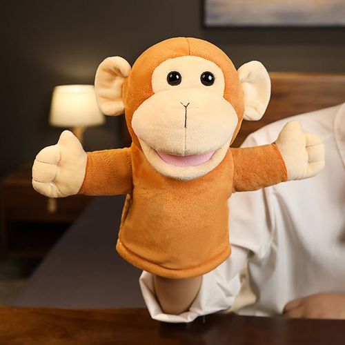Marionnette  main bouche ouverte jeu parent-enfant accessoires de narration jouet en peluche interaction amusante Singe - environ 28 cm (la taille varie selon le style)
