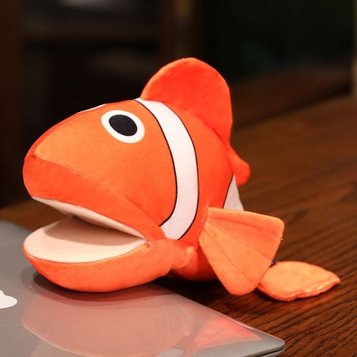 Marionnettes  Main Mignonnes D'animaux Marins, Accessoires De Performance De Narration De La Petite Enfance, Poupes De Marionnettes  Doigts Parent-Enfant Pouvant Ouvrir La Bouche Poisson Clown - 30 Cm