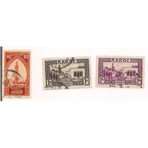 Maroc-  3 Timbres Oblitrs - Monuments