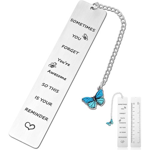 Marque-Pages Inspirants  Sometimes You Forget You're Awesome So This Is Your Reminder  Avec Pendentif Papillon En Acier Inoxydable Pour La Lecture ()